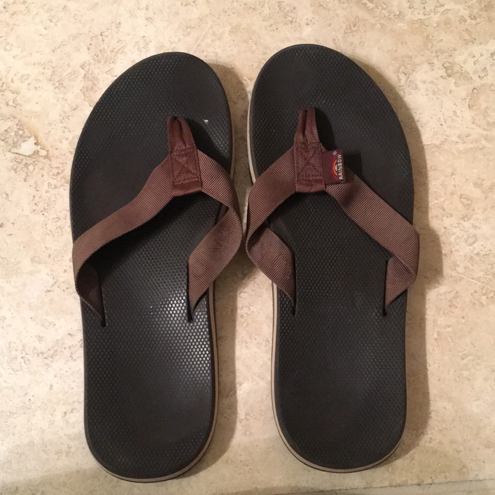 Men’s Brown Nylon Rainbow Flip Flops